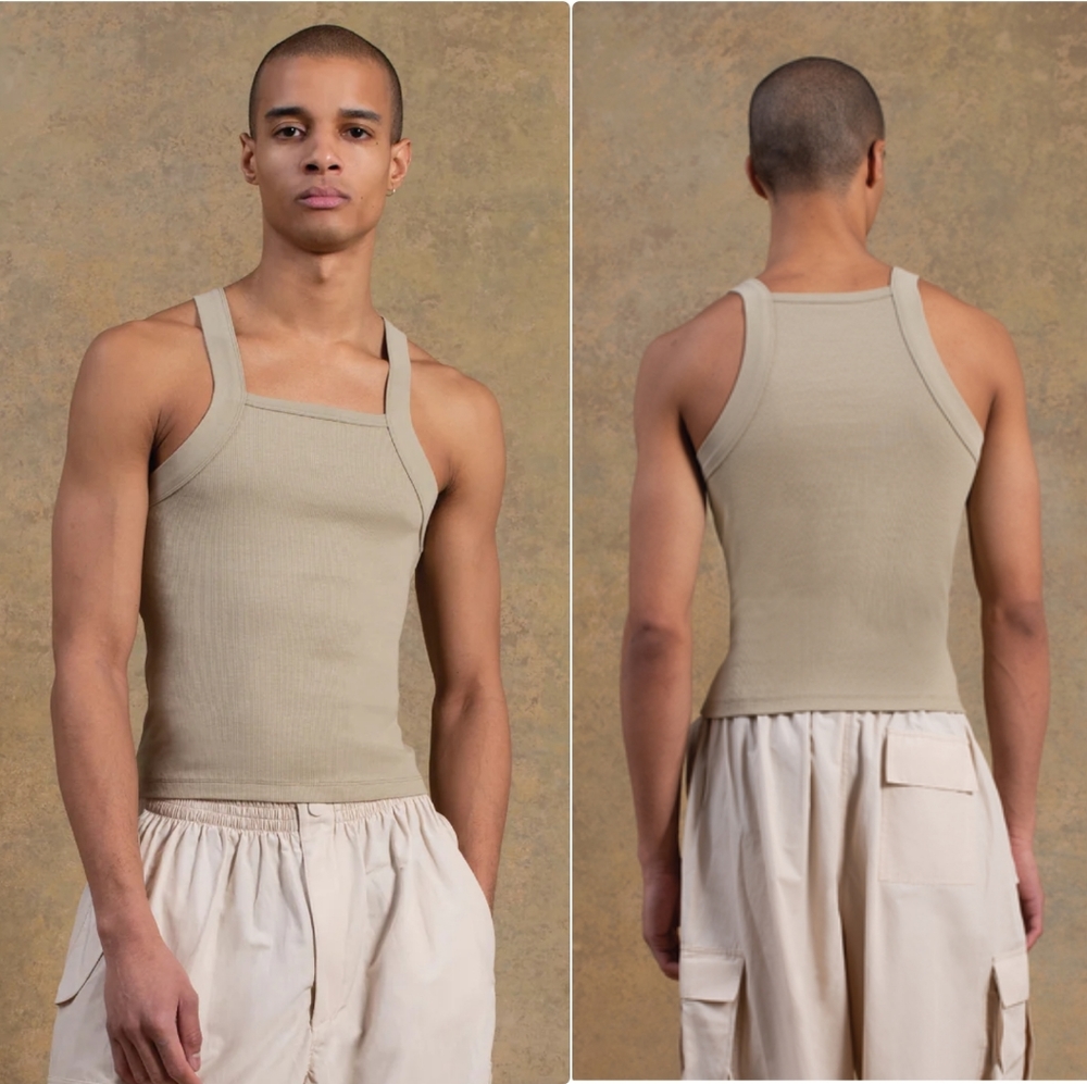 Men's Beige Tank Top